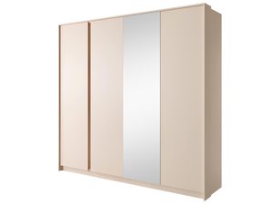 Miniaturka 3 - Przesuwna szafa z kremowymi frontami i lustrzanymi drzwiami do nowoczesnej sypialni
