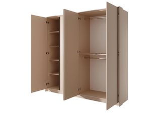 Miniaturka 6 - Przesuwna szafa z lustrzanymi drzwiami i beżowymi frontami do nowoczesnej sypialni