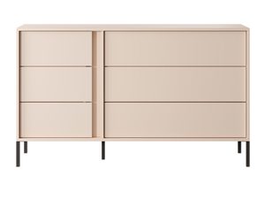 Miniaturka 1 - Nowoczesna komoda z trzema szerokimi szufladami i smukłymi nóżkami do stylowego salonu