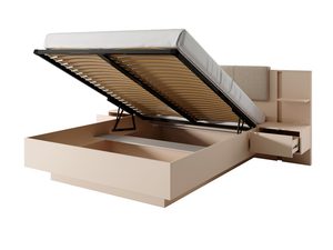 Miniaturka 4 - Łóżko z tapicerowanym wezgłowiem i drewnianym korpusem do nowoczesnej sypialni