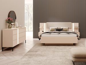 Miniaturka 22 - Nowoczesna sypialnia z beżowymi meblami i minimalistycznym designem do eleganckiego wnętrza