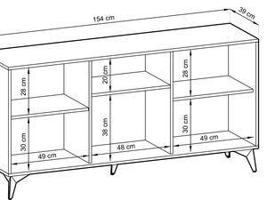Miniaturka 5 - Schemat wymiarów komody na niskich nóżkach