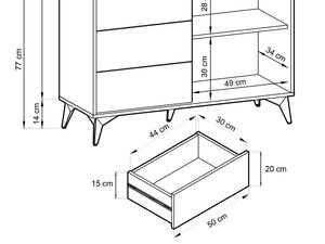 Miniaturka 4 - Schemat techniczny komody z wymiarami