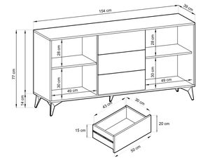 Miniaturka 4 - Schemat techniczny komody z szufladami