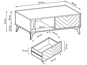Miniaturka 4 - Rysunek techniczny stolika z szufladą i nowoczesną bryłą