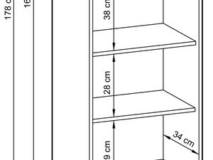 Miniaturka 6 - Rysunek techniczny narożnej półki ściennej z wymiarami