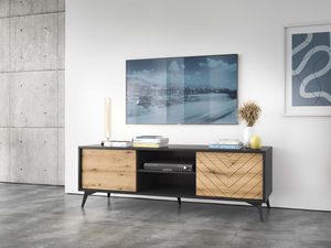 Miniaturka 2 - Komoda z podziałem: jedna strona gładka, druga z jodełką