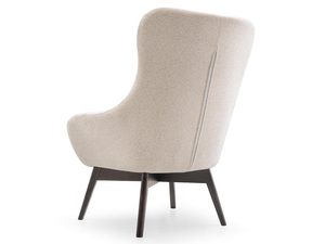 Miniaturka 2 - Beżowy fotel tapicerowany z wysokim oparciem w stylu glamour