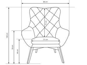 Miniaturka 3 - Nowoczesny fotel tapicerowany z dekoracyjnym przeszyciem, schemat techniczny