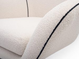 Miniaturka 12 - Beżowy fotel tapicerowany z wyprofilowanym oparciem na metalowej nodze