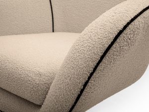 Miniaturka 6 - Beżowy fotel tapicerowany z miękkim siedziskiem i delikatnym przeszyciem