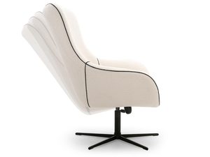 Miniaturka 11 - Beżowy fotel tapicerowany z podłokietnikami na metalowej podstawie