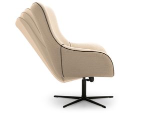 Miniaturka 5 - Beżowy fotel tapicerowany z szerokim oparciem i dekoracyjnym przeszyciem