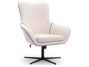 Miniaturka 8 - Beżowy fotel tapicerowany z zaokrąglonymi bokami w stylu nowoczesnym