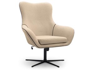 Miniaturka 2 - Beżowy fotel tapicerowany z miękkim siedziskiem na obrotowej podstawie