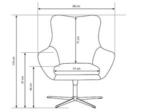 Miniaturka 19 - Techniczne wymiary fotela obrotowego z czarną podstawą