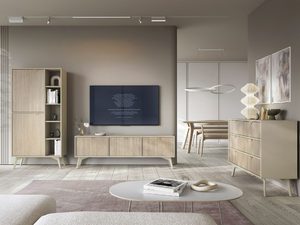 Miniaturka 4 - Stylowy salon z meblami w dekorze drewna i minimalistycznym wystrojem