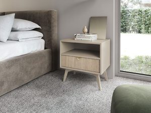 Miniaturka 8 - Szafka nocna z drewnianym frontem i zielonym korpusem w stylu retro