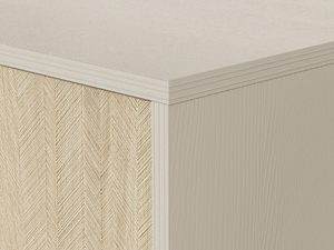 Miniaturka 13 - Narożnik komody z widoczną strukturą płyty w stylu jodełki