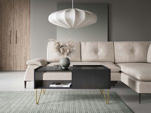 Miniaturka 3 - Salon z nowoczesnym stolikiem kawowym i czarnymi meblami glamour