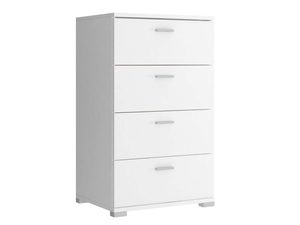 Miniaturka 1 - Nowoczesna biała komoda z czterema szufladami, styl minimalistyczny