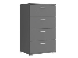 Miniaturka 2 - Nowoczesna szara komoda z czterema szufladami, styl minimalistyczny