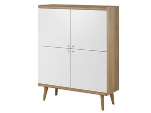 Miniaturka 3 - Komoda biała z drewnianymi elementami z czteroma szafkami