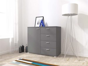 Miniaturka 4 - Nowoczesna komoda szara z srebrnymi uchwytami