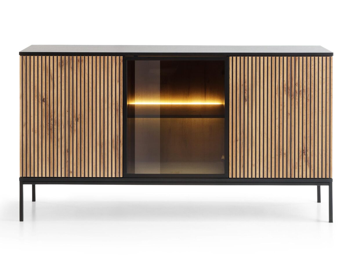 Nowoczesna Komoda Spokój Dąb Wotan/Czarny 154cm