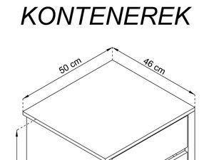 Miniaturka 5 - Rysunek techniczny nowoczesnej komody z trzema szufladami z wymiarami