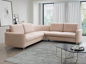 Miniaturka 6 - Aranżacja salonu z beżowym narożnikiem modułowym, styl nowoczesny