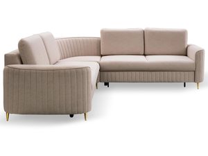 Miniaturka 3 - Beżowy narożnik modułowy z funkcją spania i pojemnikiem na pościel