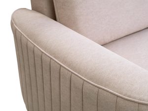 Miniaturka 7 - Detal tapicerki beżowego narożnika, miękka tkanina z pionowymi przeszyciami