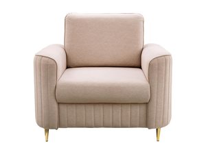 Miniaturka 1 - Beżowy fotel tapicerowany z pionowym przeszyciem w stylu nowoczesnym