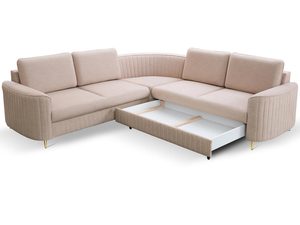 Miniaturka 4 - Jasnobeżowy narożnik z pojemnikiem na pościel