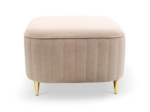 Miniaturka 2 - Beżowy puf tapicerowany z pikowanym siedziskiem w stylu glamour