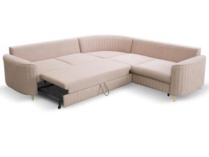 Miniaturka 5 - Modułowy narożnik z funkcją spania w kolorze jasnego beżu