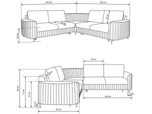 Miniaturka 8 - Rysunek techniczny narożnika modułowego z wymiarami, nowoczesny styl