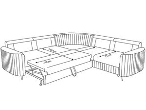 Miniaturka 9 - Rysunek techniczny narożnika modułowego z funkcją spania i pojemnikiem