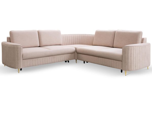 Beżowy narożnik modułowy z funkcją spania, nowoczesny styl