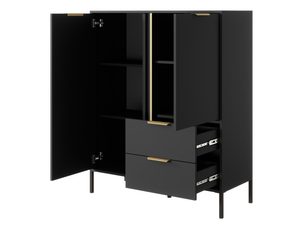 Miniaturka 4 - Praktyczna komoda drewniana z otwartymi półkami i szufladami