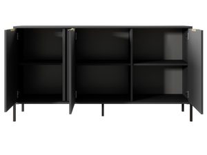 Miniaturka 2 - Czarna komoda z otwartymi półkami i złotymi uchwytami, nowoczesny design