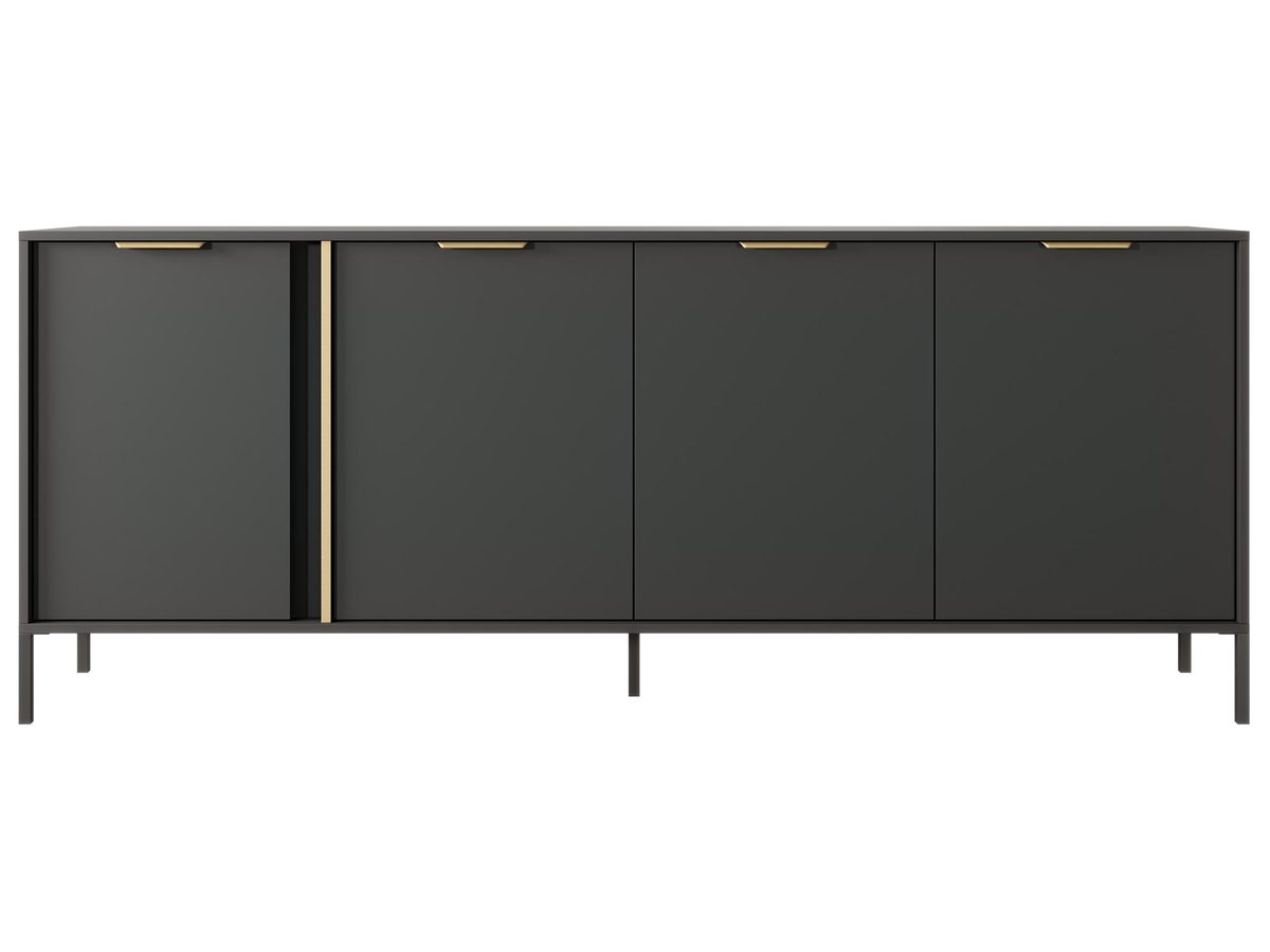 Antracytowa Komoda Mars 202 cm Złote Detale