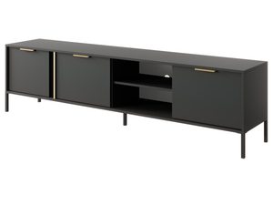 Miniaturka 3 - Czarna szafka RTV z metalowymi uchwytami