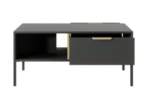 Miniaturka 2 - Nowoczesna czarna szafka RTV z otwartymi półkami i złotymi uchwytami