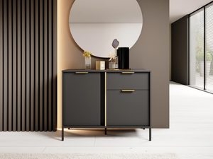Miniaturka 5 - Nowoczesna czarna komoda ze złotymi akcentami w salonie