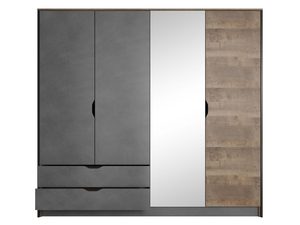 Miniaturka 2 - Szafa z drzwiami w kolorze betonu i drewna, nowoczesny styl