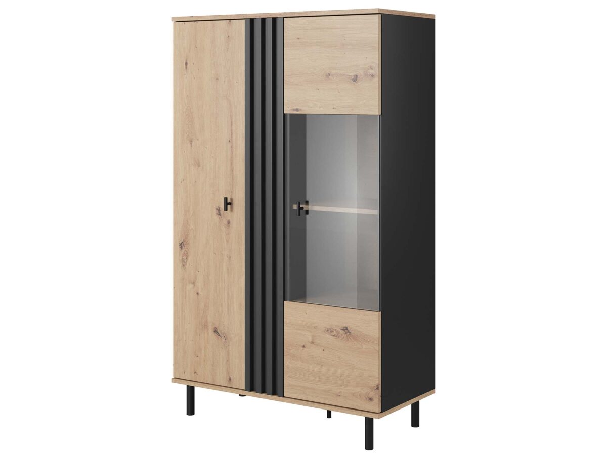 Niska Witryna PULSAR w Kolorze Dąb Artisan i Antracyt