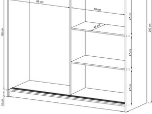 Miniaturka 9 - Rysunek techniczny szafy z półkami i szufladami, styl minimalistyczn