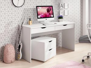 Miniaturka 3 - Białe biurko z szufladami, minimalistyczny design w pokoju młodzieżowym